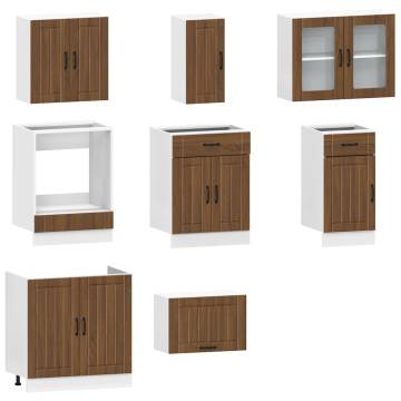 8 Piece Kitchen Cabinet Set - Kalmar Brown Oak Engineered Wood