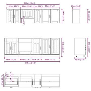 8 Piece Kitchen Cabinet Set - Kalmar Brown Oak Engineered Wood