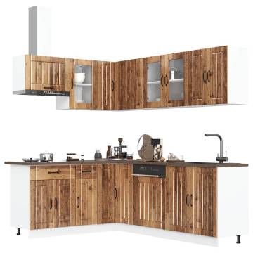 11 Piece Kitchen Cabinet Set Lucca - Elegant Old Wood Design