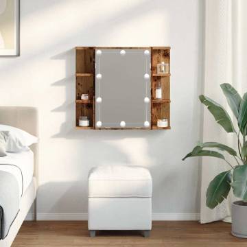 Mirror Cabinet with LED - Stylish Old Wood Design | HipoMarket