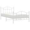 Elegant White Metal Bed Frame with Headboard & Footboard - 100x200 cm