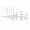 Elegant White Metal Bed Frame with Headboard & Footboard - 100x200 cm