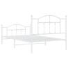 Elegant White Metal Bed Frame with Headboard & Footboard - 100x200 cm