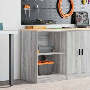 Garage Storage Cabinet Grey Sonoma - Solid Wood Pine 60x51x85 cm