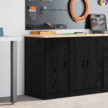 Garage Storage Cabinet Black - Durable Pinewood - 40x51x85 cm