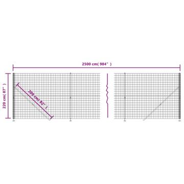 Wire Mesh Fence with Flange Green 2.2x25m - Durable & Versatile