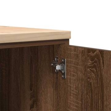 Garage Storage Cabinet - Brown Oak Solid Wood 40x51x85 cm