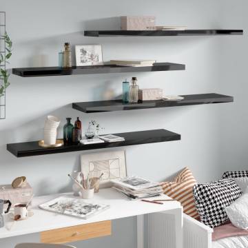 Floating Wall Shelves 4 pcs High Gloss Black | Hipomarket