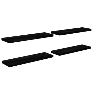 Floating Wall Shelves 4 pcs High Gloss Black | Hipomarket