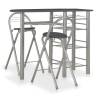 3 Piece Bar Set with Shelves Wood and Steel Black Colour black and silver Number of 3 