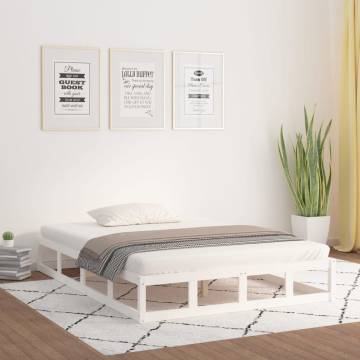 Modern White Bed Frame 140x190 cm - Solid Wood