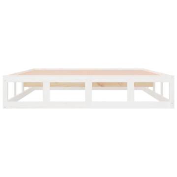 Modern White Bed Frame 140x190 cm - Solid Wood