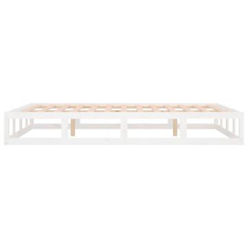 Modern White Bed Frame 140x190 cm - Solid Wood