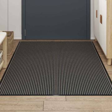 Doormat Stripe Black and Grey 115x200 cm - Durable & Non-Slip