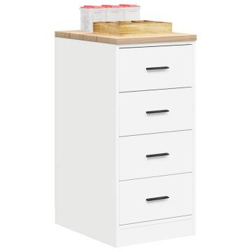 Garage Storage Cabinet White - 40x51x85 cm Solid Wood Pine