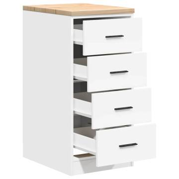 Garage Storage Cabinet White - 40x51x85 cm Solid Wood Pine