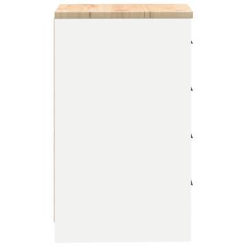 Garage Storage Cabinet White - 40x51x85 cm Solid Wood Pine