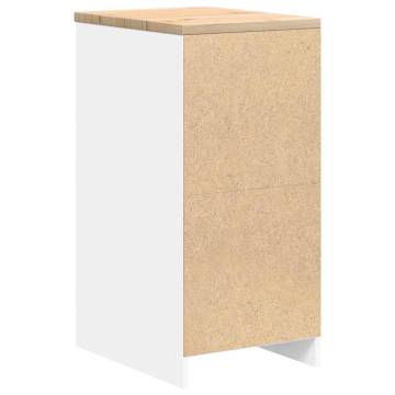 Garage Storage Cabinet White - 40x51x85 cm Solid Wood Pine