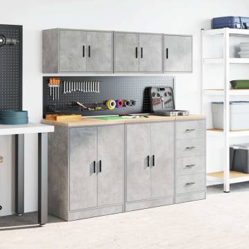 Garage Wall Cabinet - Concrete Grey Engineered Wood | Hipo Market