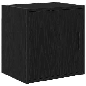 Garage Wall Cabinet - Black Engineered Wood Storage Solution