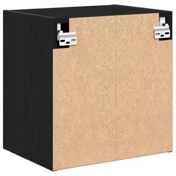 Garage Wall Cabinet - Black Engineered Wood Storage Solution