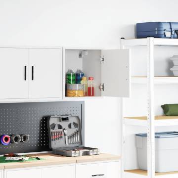 Garage Wall Cabinet - White Engineered Wood Storage Solution