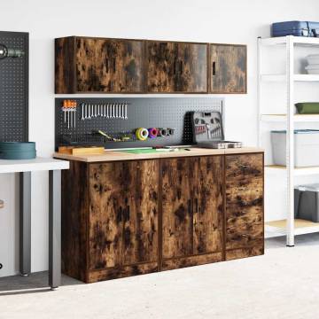 Garage Wall Cabinet in Smoked Oak - Durable & Stylish Storage