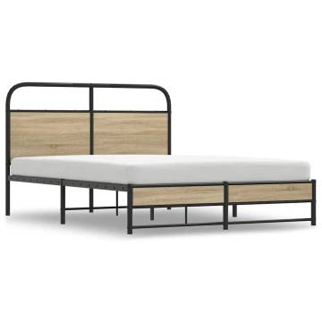 Robust Bed Frame 140x190 cm in Smoked Oak - Stylish & Durable