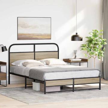 Robust Bed Frame 140x190 cm in Smoked Oak - Stylish & Durable