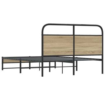 Robust Bed Frame 140x190 cm in Smoked Oak - Stylish & Durable