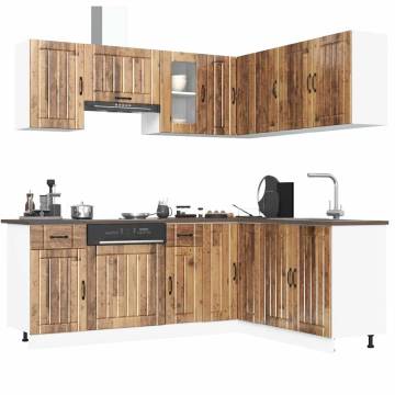 11 Piece Kitchen Cabinet Set Lucca - Elegant Old Wood Design