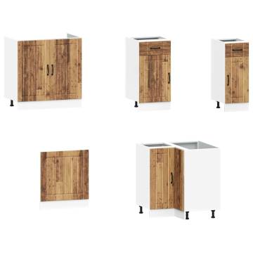 11 Piece Kitchen Cabinet Set Lucca - Elegant Old Wood Design