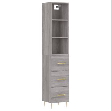 Stylish Grey Sonoma Highboard - 34.5x34x180 cm | HipoMarket