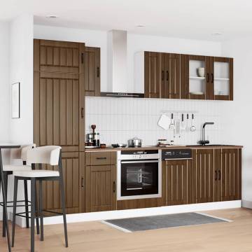 8 Piece Kitchen Cabinet Set - Kalmar Brown Oak | HipoMarket