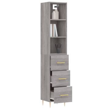 Stylish Grey Sonoma Highboard - 34.5x34x180 cm | HipoMarket