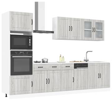 7 Piece Kitchen Cabinet Set - Kalmar Grey Sonoma Wood