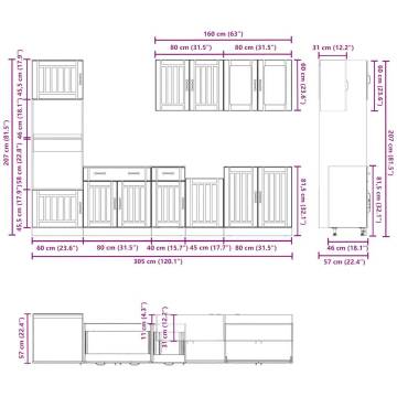 7 Piece Kitchen Cabinet Set - Kalmar Grey Sonoma Wood