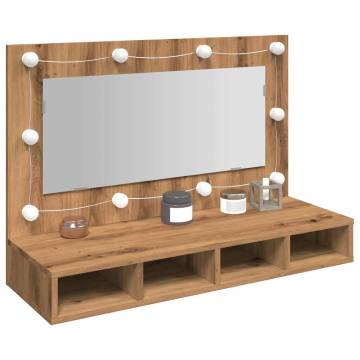 LED Mirror Cabinet Artisan Oak - 90x31.5x62 cm | HiPo Market