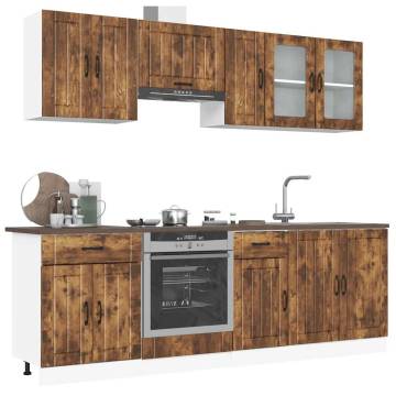 8 Piece Kitchen Cabinet Set - Kalmar Smoked Oak | HipoMarket