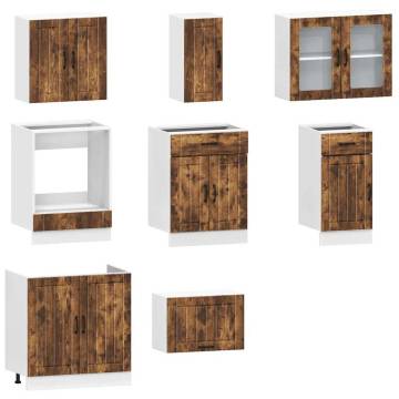 8 Piece Kitchen Cabinet Set - Kalmar Smoked Oak | HipoMarket