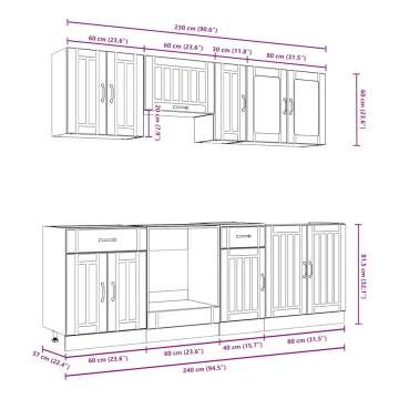 8 Piece Kitchen Cabinet Set - Kalmar Smoked Oak | HipoMarket