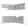 Stylish 11-Piece Kitchen Cabinet Set - Lucca Grey Sonoma