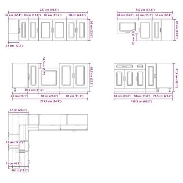 Stylish 11-Piece Kitchen Cabinet Set - Lucca Grey Sonoma