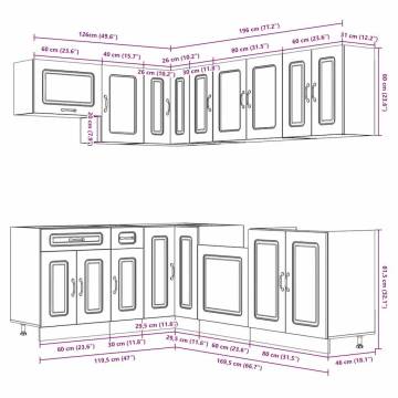 Stylish 11-Piece Kitchen Cabinet Set - Lucca Grey Sonoma