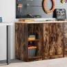 Garage Storage Cabinet Smoked Oak - Solid Pine Wood 40x51x85 cm