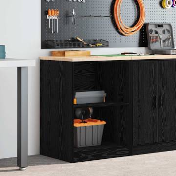 Garage Storage Cabinet Black - Solid Pine | HipoMarket