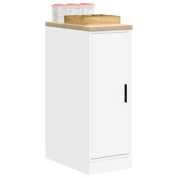 Garage Storage Cabinet White - Solid Wood Pine 30x51x85 cm