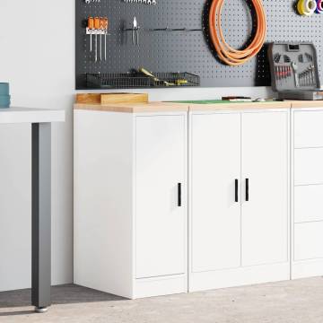 Garage Storage Cabinet White - Solid Wood Pine 30x51x85 cm