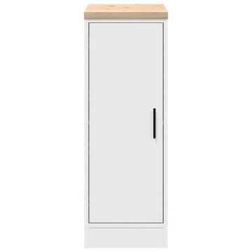 Garage Storage Cabinet White - Solid Wood Pine 30x51x85 cm