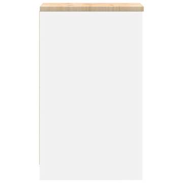 Garage Storage Cabinet White - Solid Wood Pine 30x51x85 cm